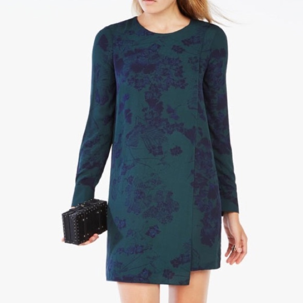 Chelsea28 Blue Green Floral Faux Wrap Midi Dress | S/M